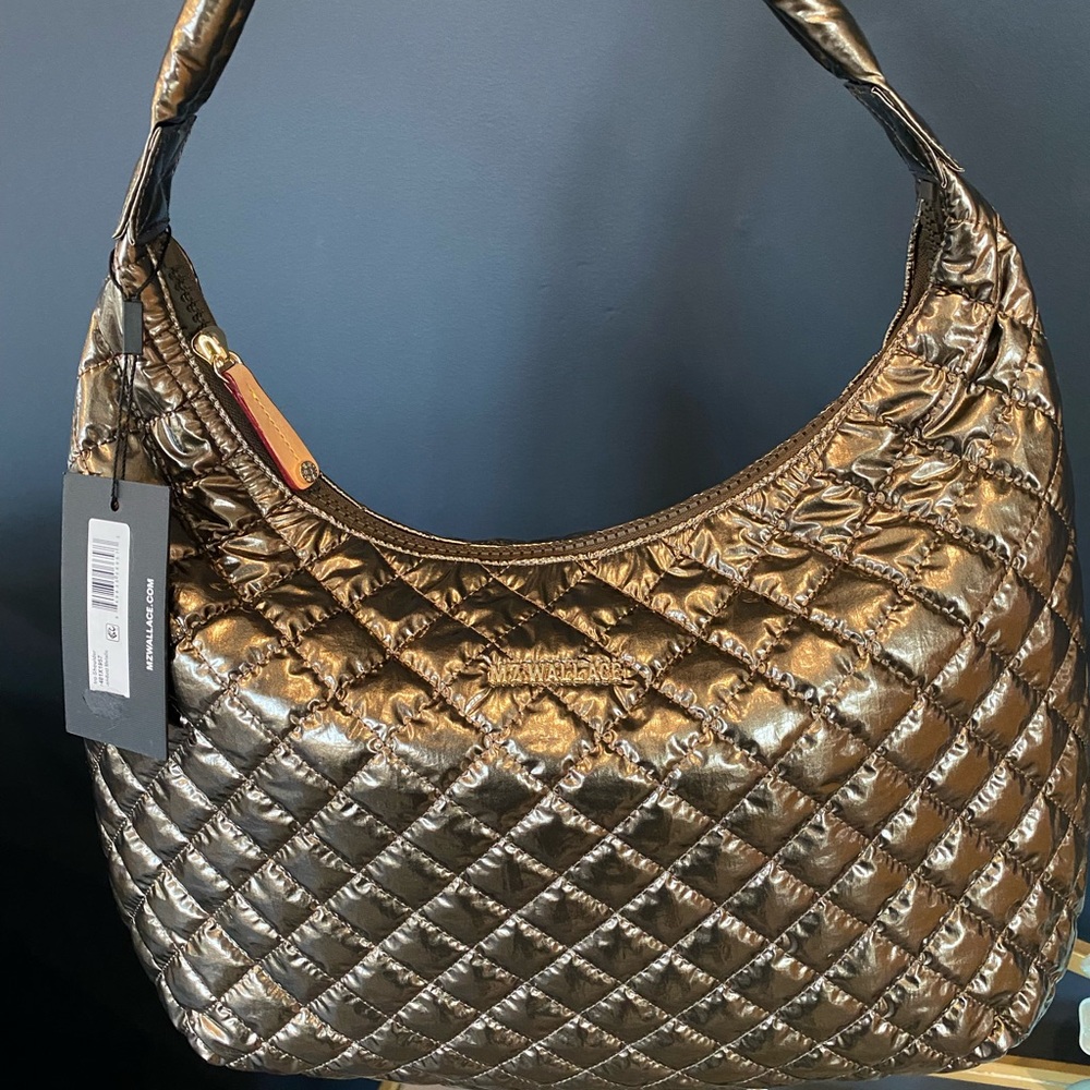 MZ WALLACE NEW WITH TAGS Metro Shoulder Bag in Moondust Metallic